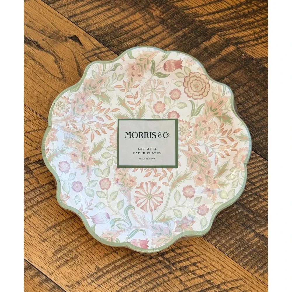Morris & Co Wilhelmina 32 Paper Plates and 32 Napkins‎ Set Floral Party Supplies